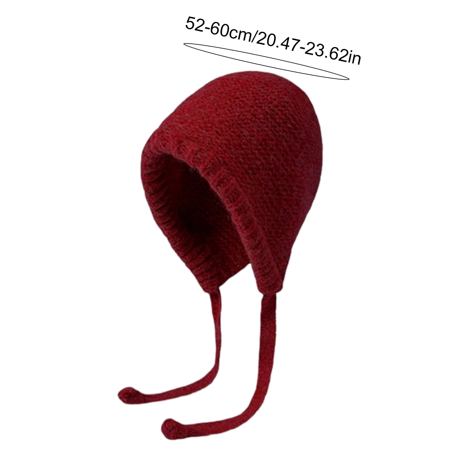 HEVIRGO 7PCS Ladies Hat Auutmn Winter Beanie Warm Japanese Knit Hat Pile Cap Windproof Thick Ear Tie Pullover Gorro Bonnet Black