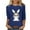 Blue, variant on Cavosen Happy Easter Summer Tops for Women 3/4 Sleeves Cute Bunny Print Pullover Blouse Crewneck Holiday Shirts Vacation Festival T Shirts Casual Dressy Fashion Tees Black L