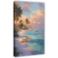 thumbnail image 1 of Lienzo acuarela paisaje costero de Cabo San Lucas, rocas arrecife, playa dorada y casas blancas con tejados naranjas, decoración turística mexicana para sala y dormitorio., 1 of 7