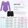 thumbnail image 5 of Hansber Kids Girls Ballet Leotard Long Sleeve Dance Bodysuit with Yoga Shorts Athletic Booty Shorts Lavender&Black 3, 5 of 5