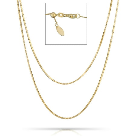 Pori Jewelers Italian 14K Solid Gold Box Chain Adjustable Necklace