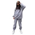 thumbnail image 1 of Conjunto de sudaderas con capucha de 2 piezas Sudadera con capucha de color sólido y pantalón de chándal Chándal grueso, 1 of 5