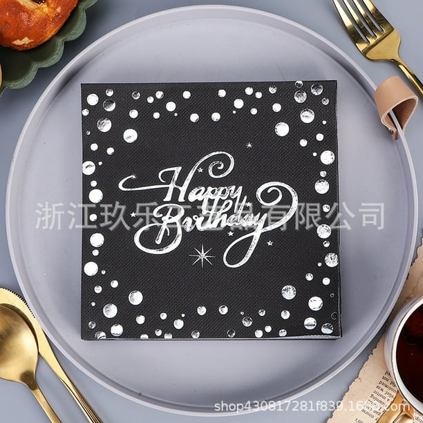 KAKOWELY 40 servilletas de papel desechables plateadas para fiestas de cumpleaños, decorativas, para cócteles y cenas.