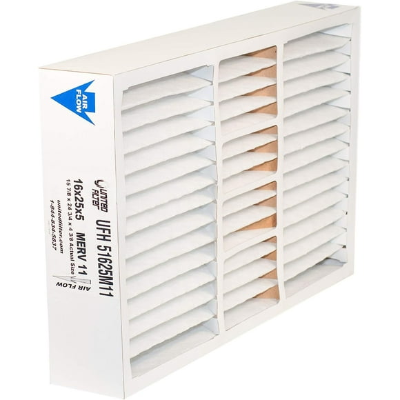 United Filter Compatible Honeywell 16x25x5 MERV 11 Pleated HVAC AC Furnace Air Filters (1 Pack)