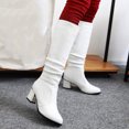 thumbnail image 4 of Wavsuf Cowgirl Boots for Girls Round Toe Mid Calf with High Heel White Shoes Size 40, 4 of 9