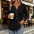 thumbnail image 4 of SETOOFF Womens V Neck Henley Pleated Pullover Long Sleeve Shirts Loose Fit Lightweight Tunic Blouses for Women Dressy Casual Work Business Casual Dailywear Fashion, 4 of 6