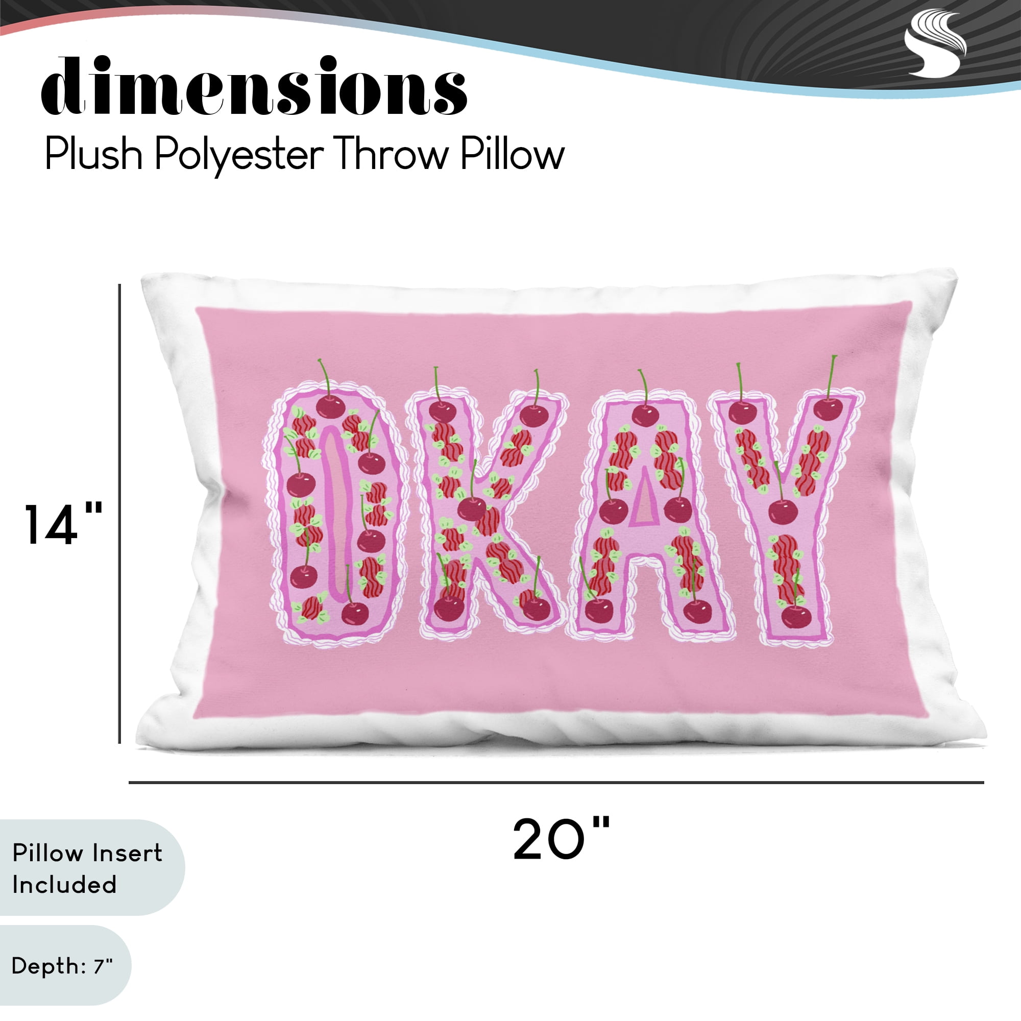 Stupell Industries Okay Pastel Cherry Cake Decorative Printed Throw Pillow, design by Ziwei Li, 14 x 7 x 20