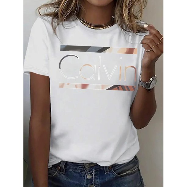 Women'S Fashion T-Shirt, Printed Design Round Neck T-Shirt, Casual Short Sleeve Round Neck T-Shirt for Women