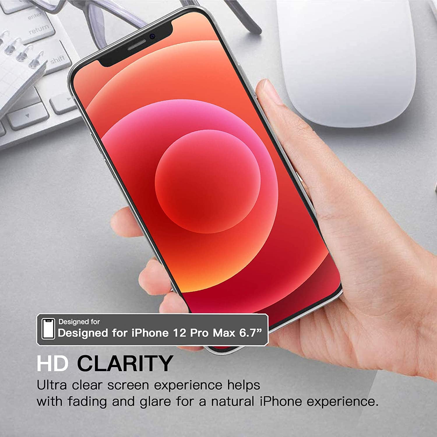 HONGGE 9H iPhone 12 Pro Max Screen Protector - Tempered Glass Screen Protector, Anti-Scratch - 6.7 Inch, 3 Pack