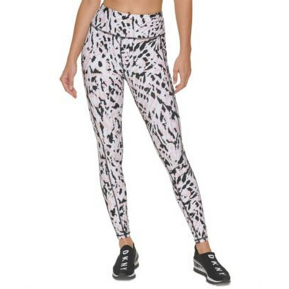 MSRP $70 Dkny Sport Womens Etched Zebra-Print 7/8 Leggings Pink Size Small