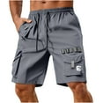 thumbnail image 2 of Shorts de Sport pour Hommes Couleur Unie avec Poches Cargo Raccourcis, 2 of 8