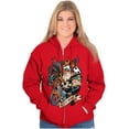 thumbnail image 4 of Betty Boop Biker Flaming Skull Tattoo Women Plus Size Zipper Hoodie Brisco Brands 2X, 4 of 5