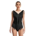 thumbnail image 2 of iiniim Womens Rhinestone Fringed Latin Tango Leotard Sleeveless Ballet Dance Bodysuit Gymnastic Dancewear Black XL, 2 of 7