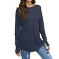 thumbnail image 2 of YDDIAN Oversized Tshirts for Women Baggy Crew Neck Tunic Sweaters Long Sleeve Summer Casual Loose Fit Tshirts with Thumb Holes Navy XXL, 2 of 6