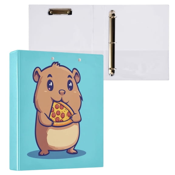 Cute Capybara 3 Ring Hardcover Binders 1.5in Round Rings for Letter-Size Folder Paper Organizer Pockets for Office Student Recipe