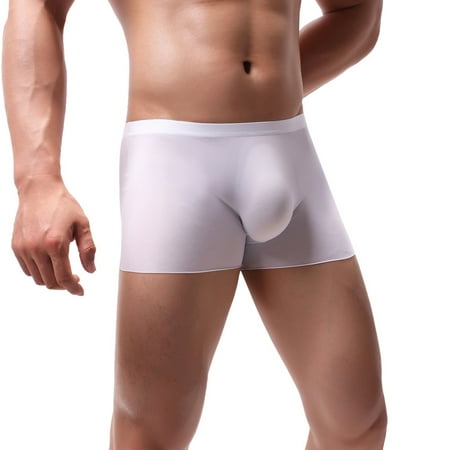 

Panties For Men Underpants Pure Color Breathable Patchwork Ice-Silk Underwear