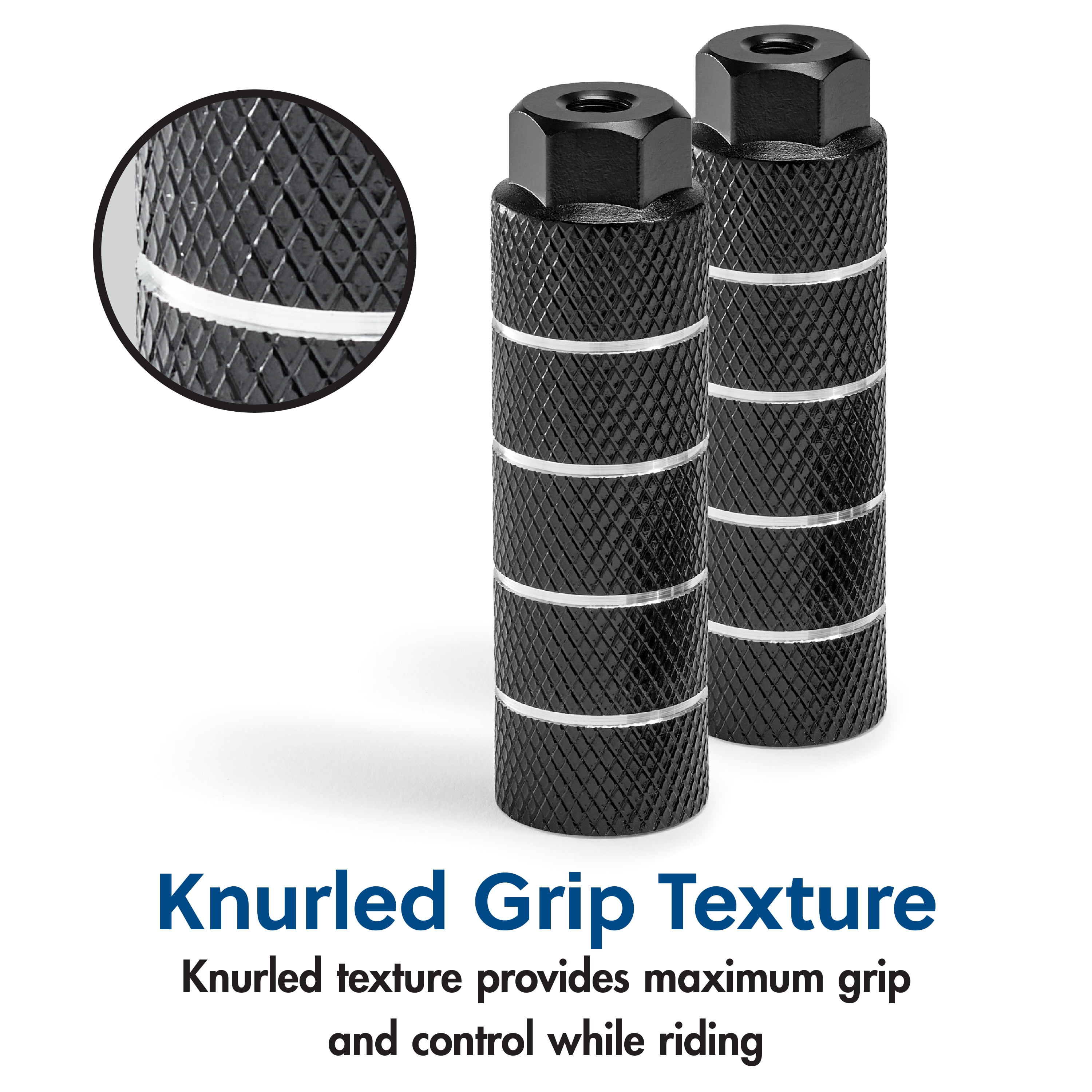 Concord Bike Pegs for Front and Rear Axle, Freestyle, Black/Silver, 3/8 in Threaded Axle, 26 TPI, 1 Pair