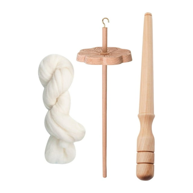 KLKCMS Drop Spindle Portable Sewing Projects for Beginners Wood for Knitted Felting with wool strips