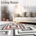thumbnail image 2 of ODIKA 4'x6' Machine Washable Non-Slip Area Rug, Nordic Inspired Interlocking Chevron with Subtle Boho Symbolism High Traffic Rug with Pad, Black, 659289, 2 of 8
