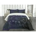 thumbnail image 3 of Ambesonne Astrology Quilted Bedspread Set 3 Pcs, Zodiac Circle Wheel, King Size, Dark Blue and White, 3 of 5