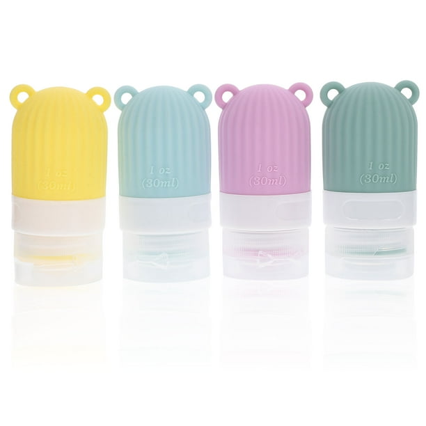 BRIGHTFUFU Botellas de viaje de silicona, recipientes rellenables, recipientes de líquido exprimibles, 30ml, 4 Uds.