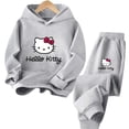thumbnail image 3 of Conjunto de sudadera con capucha de Hello Kitty Kawaii para niñas, sudaderas con capucha de anime, pantalones, 2 piezas, chándales de dibujos animados para niños y adolescentes, ropa para niños pequeñ, 3 of 5