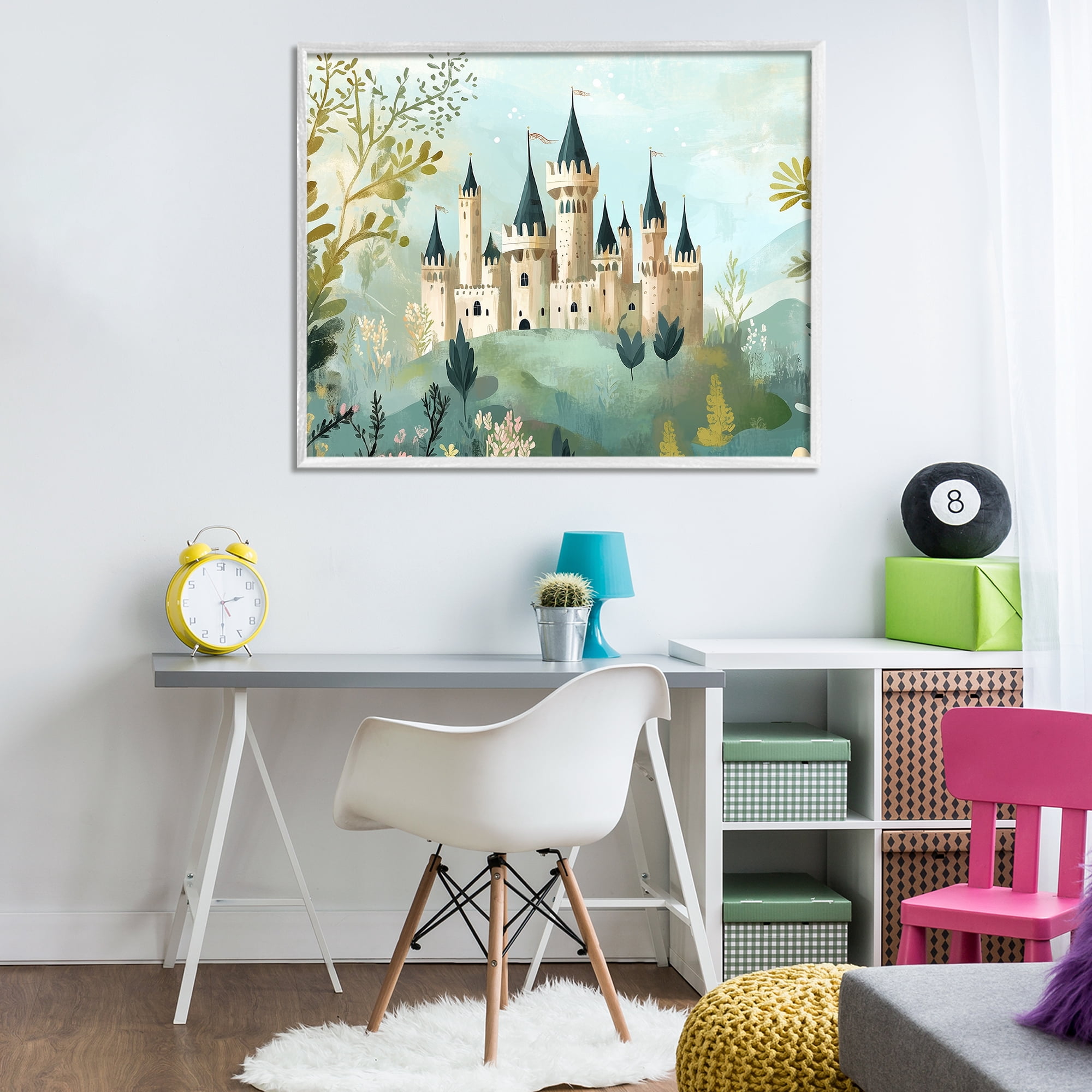 Stupell Industries Princess' Castle View White Framed Giclee Art, design by Christine Simpson Art