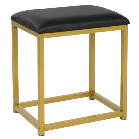 BaytoCare Large Vanity Stool with Metal Metal Legs  Makeup Bench Dressing Stool with Padded Cushioned  Capacity 330lb  Piano Seat  Black for Women  Girl  Mom