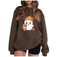 thumbnail image 1 of Pisexur Chandail d'Halloween pour Femmes en Molleton Orange Chandail à Manches Longues Col Rond Chandails de Mode avec Motif Citrouille Chandails à Capuche d'Halloween Hauts à Enfiler, 1 of 3