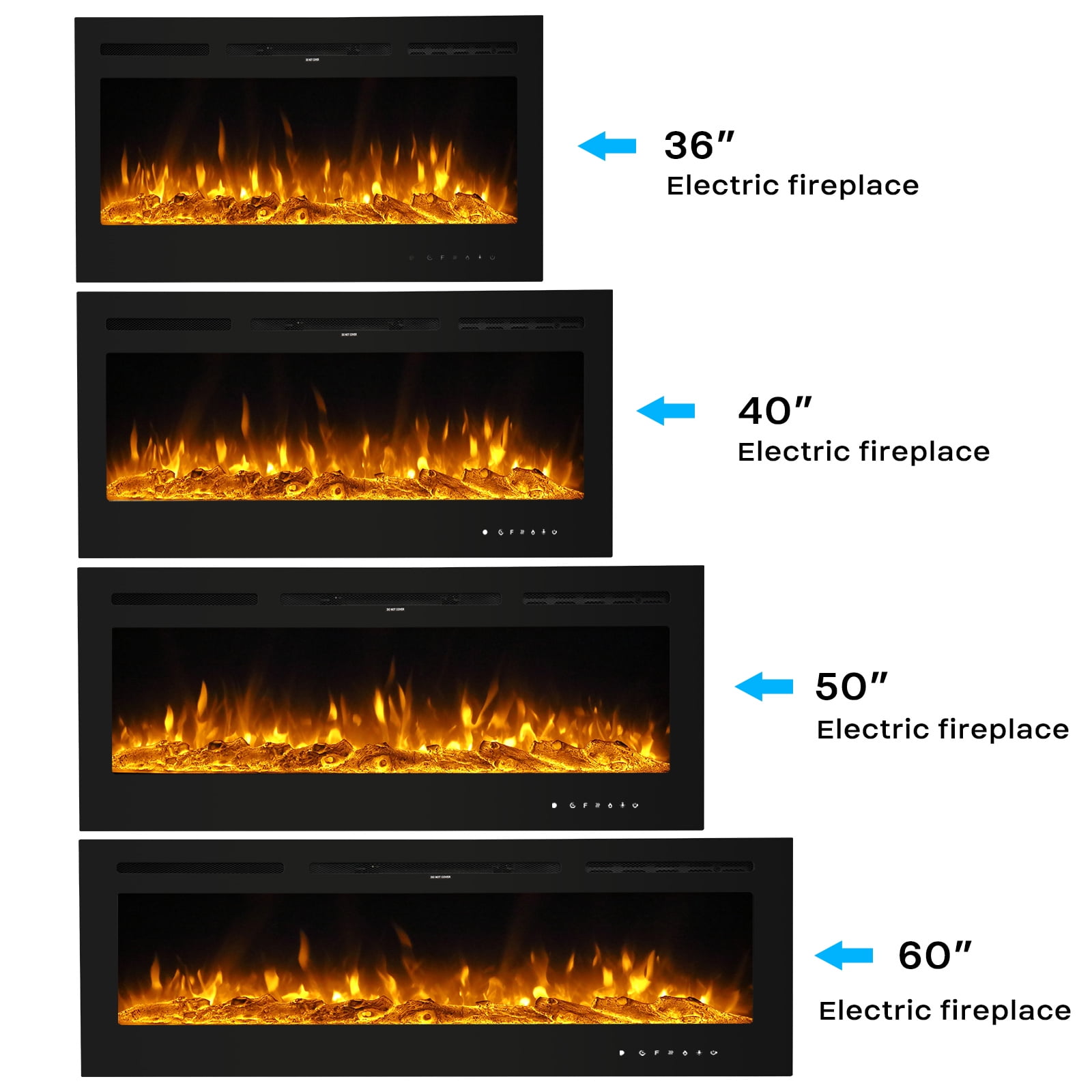 Kepooman1500W Sheet Metal Glass Recessed Electric Fireplace, 40in Wall Mounted Freestanding Portable Room Heater With Display, Fake Firewood, Crystal Stone, Remote Control Colorful, Black Kepooman1500W Sheet Metal Glass Recessed Electric Fireplace, 40in Wall Mounted Freestanding Portable Room Heater With Display, Fake Firewood, Crystal Stone, Remote Control Colorful, Black