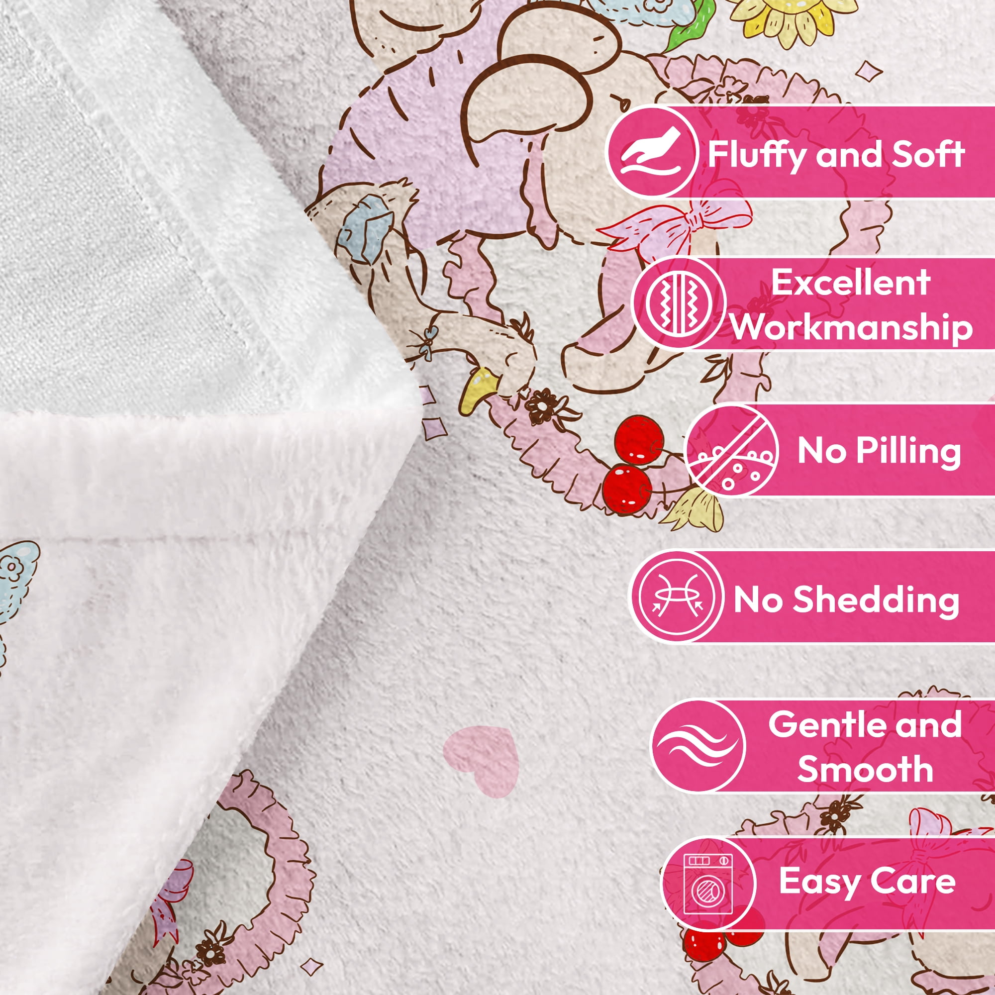 Flannel Fleece Throw Blanket, Soft Large Throw Blanket, Lightweight Cozy Plush Throw Blanket Fit Sofa Bed, 50"x60", Rabbit and Duck