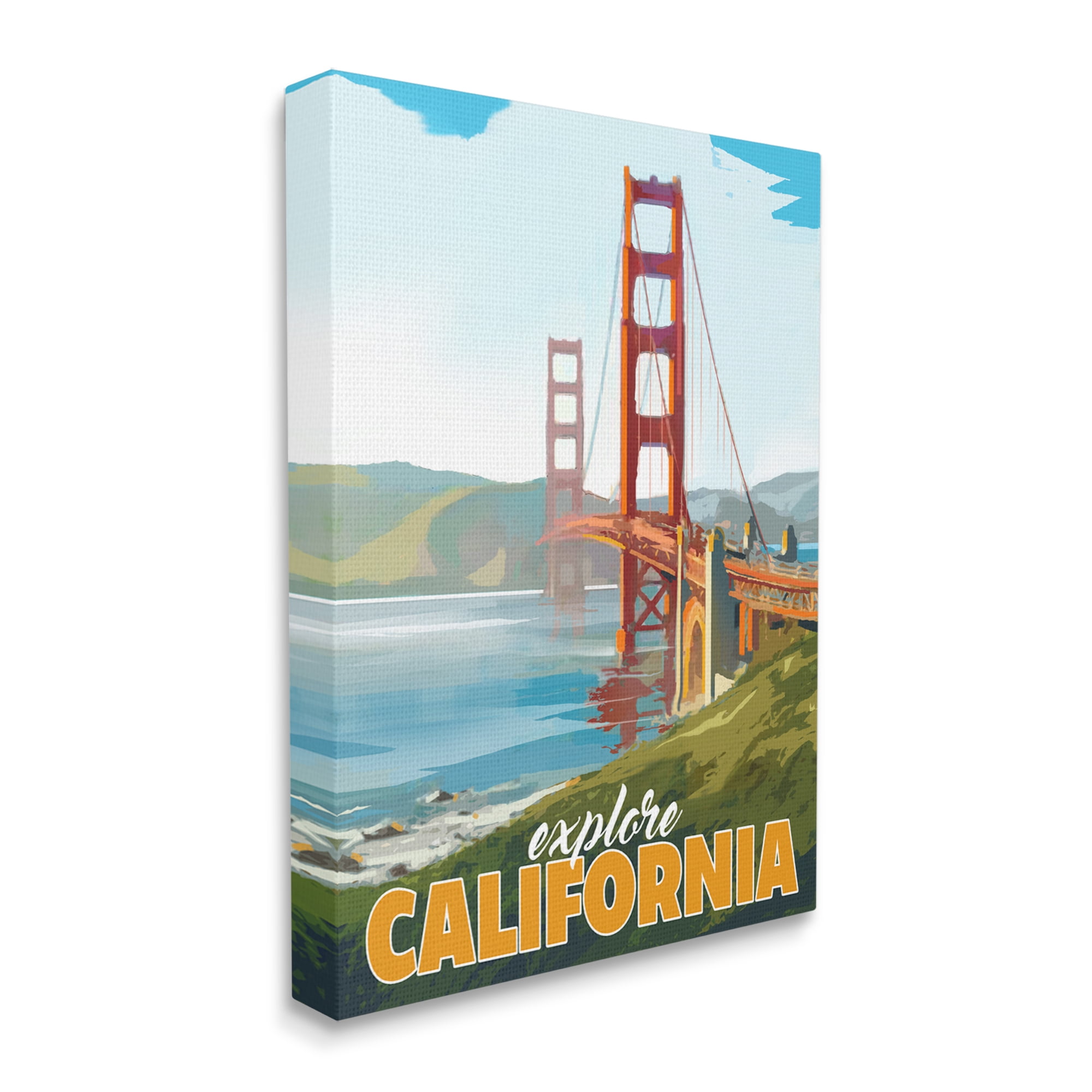 Stupell Industries Explore California Water Bridge Distant Meadows Scenery Graphic Art Gallery Wrapped Canvas Print Wall Art, Design by David Owens Illustration