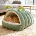 thumbnail image 4 of LWVITH Winter Warm Cat Dog Bed Semi-Enclosed, Removable Washable Pet Bed with Plush Mat, Indoor House for Small Medium Pets, Foldable Sleeping Cave, 4 of 6