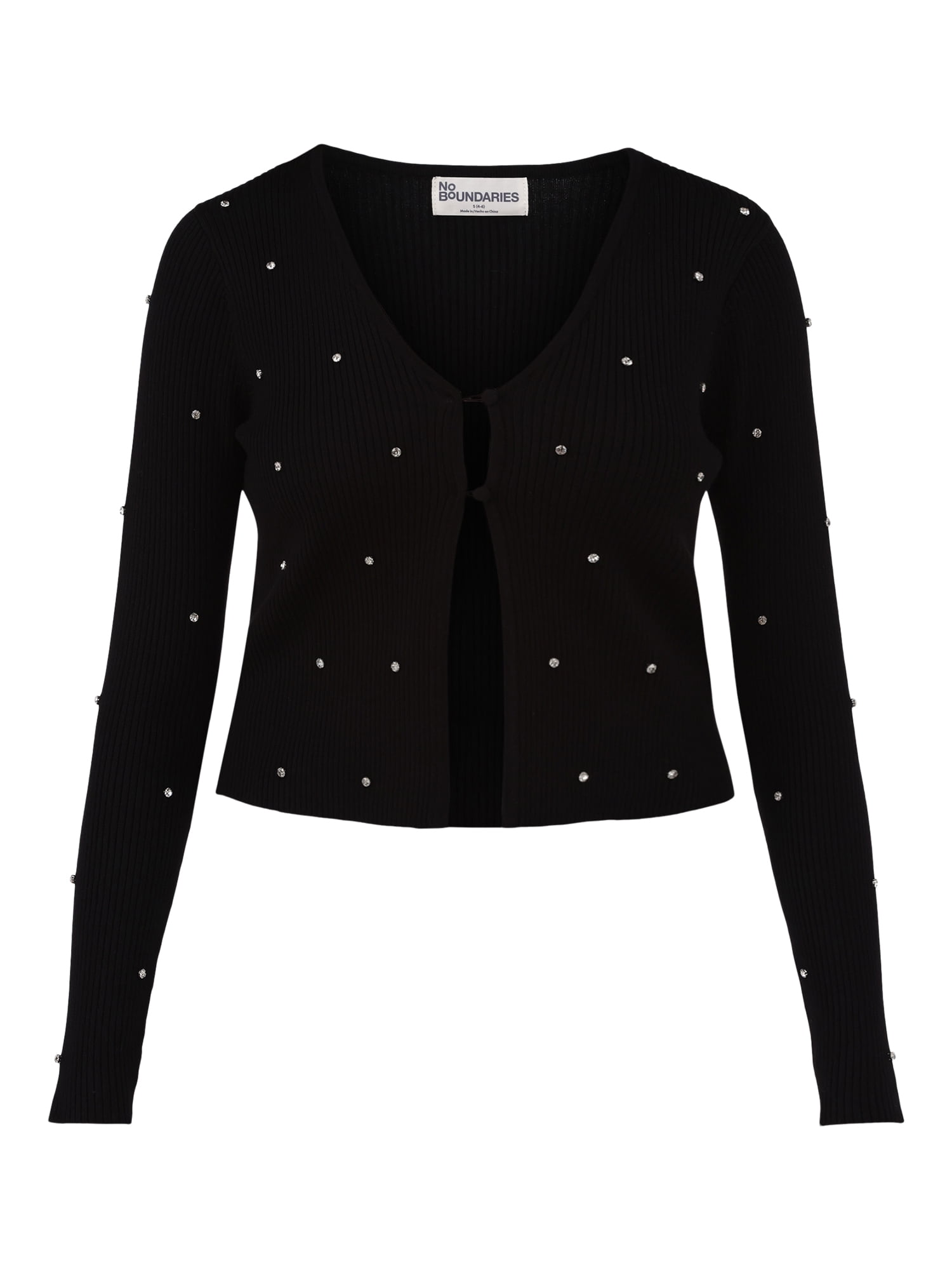 No Boundaries Ribbed Rhinestone Cardigan, Women’s and Women’s Plus
