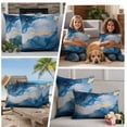 thumbnail image 5 of Blue Marble Outdoor Waterproof Pillow Covers, Modern Abstract Ink Painting Decorative Square Throw Pillowcase Sofa Cushion Sham for Patio/Couch/Chair, 18"x18" 2 Pack, 5 of 8