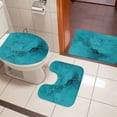thumbnail image 4 of Turquoise Marble Bath Mat 3 Piece Bathroom Rug Set, Minimalist Abstract Golden Fluid Art Non Slip Bath Rug Contour Mat and Toilet Lid Cover, Absorbent Shower Mats Soft Bath Rugs and Mats Sets, 4 of 8