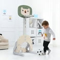 thumbnail image 3 of Topbuy Toddler 3-in-1 Basketball Hoop Adjustable Height Stand Game Set, Green, 3 of 5