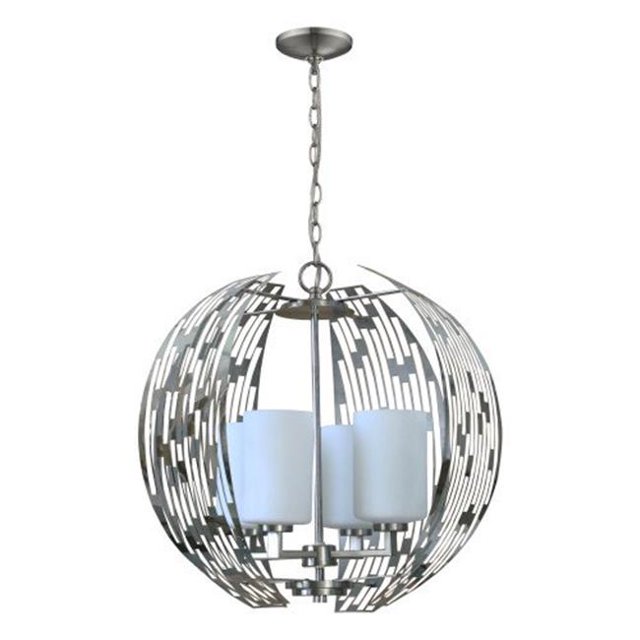 4 Light Contemporary Chandelier, Brushed Nickel