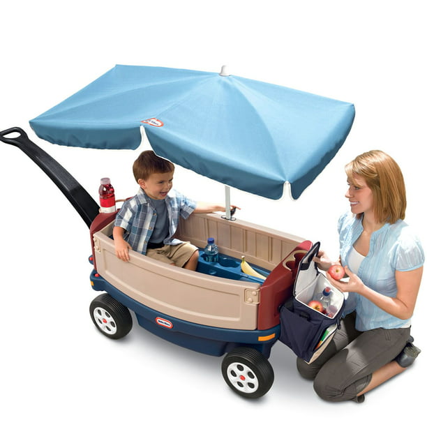 Little Tikes Deluxe Ride & Relax Wagon with Full Canopy and Cooler in Red and Tan For Kids and Girls Ages 12 Months to 4 Year old - Walmart.com