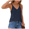 thumbnail image 4 of vigerkar Womens V Neck Spaghetti Strap Tank Tops Dressy Casual Camisole Blouses Sleeveless Loose Cami Basic Tank Shirt (Blue, M), 4 of 8