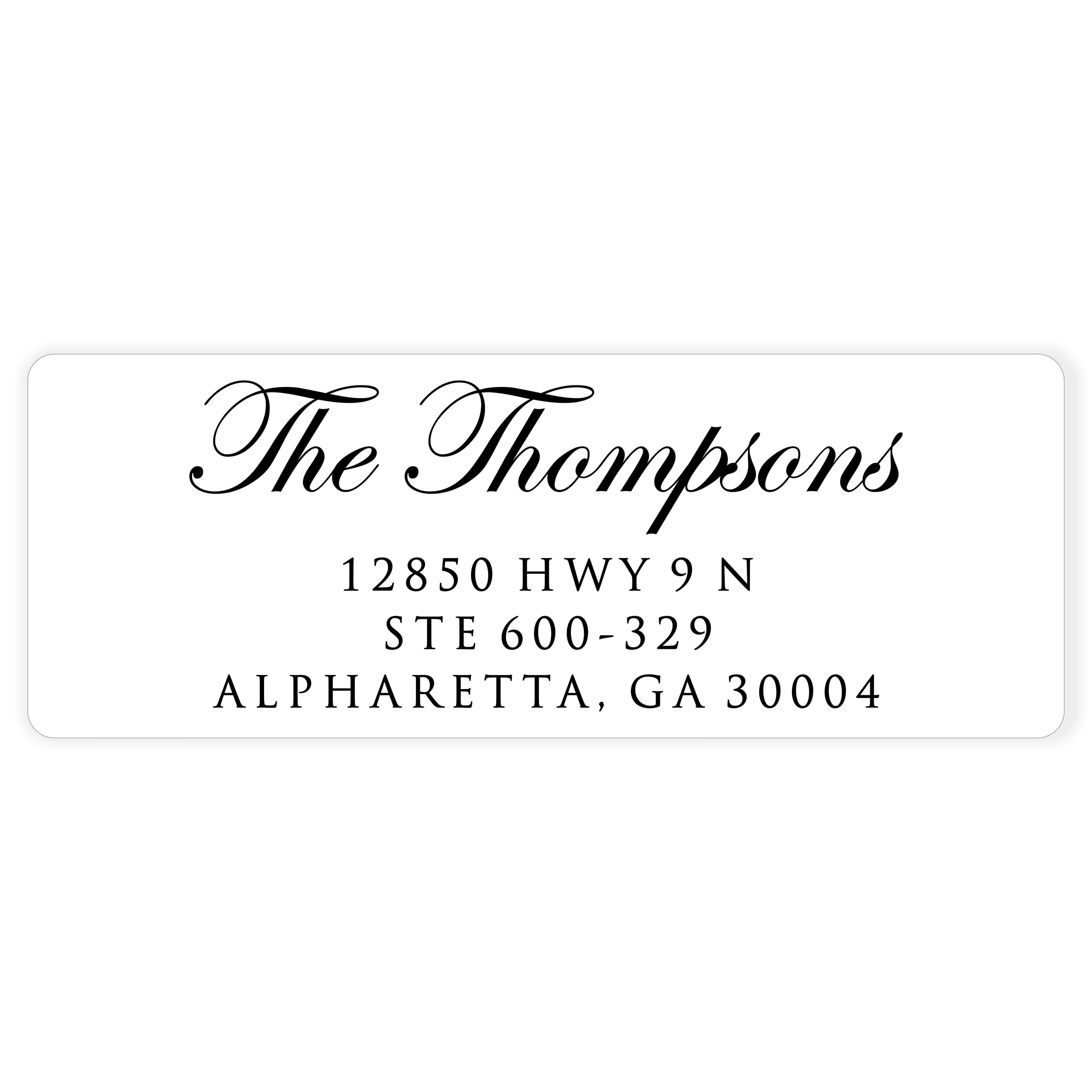 Clear Return Address Labels for Envelopes - Matte Frosted Clear Transparent Stickers, Custom Printed Personalized Labels, 5 Sheets, 150 Labels Total - Edwardian Script, Up to 4 Lines of text