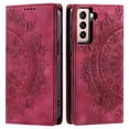 thumbnail image 2 of Case for Samsung Galaxy S21 Wallet Case for Women Girls with Card Holder, Embossed Flower Pattern Magnetic Flip PU Leather Purse Protective Phone Cover for Samsung Galaxy S21, Red, 2 of 11
