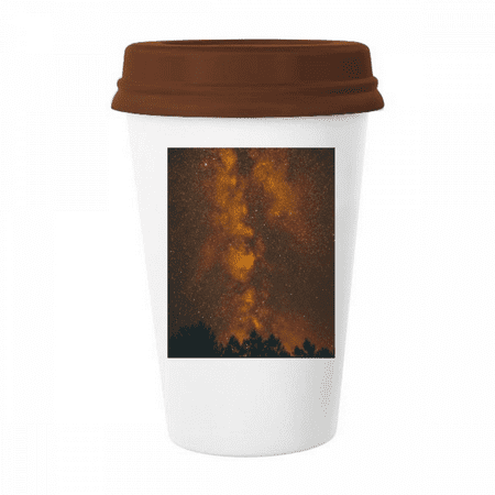

Orange Dark Sky Fog Art Deco Fashion Mug Coffee Drinking Glass Pottery Cerac Cup Lid