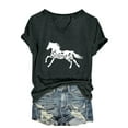 thumbnail image 2 of ALLLIST Women's Tops V Neck Holiday Short Sleeve T-Shirts Animal Print Trendy Gray Shirts Womens Clothing, 2 of 6