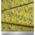 thumbnail image 3 of Soimoi Yellow Rayon Crepe Fabric Flower & Cactus Tree Print Fabric by The Yard 46 Inch Wide, 3 of 3