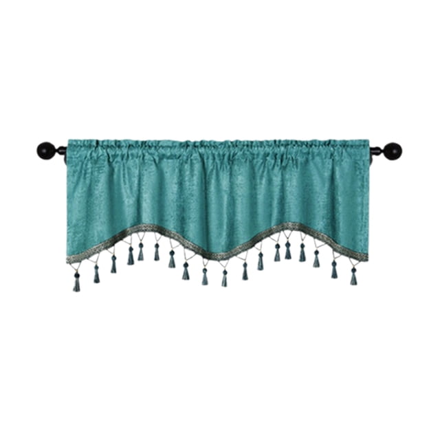 Paneles de Cortina de Ventana Elegante con Bordes con Dibujos de Varilla Cortinas Elegantes, 59.06x15.75In Poliéster Azul para la Decoración Del Hogar