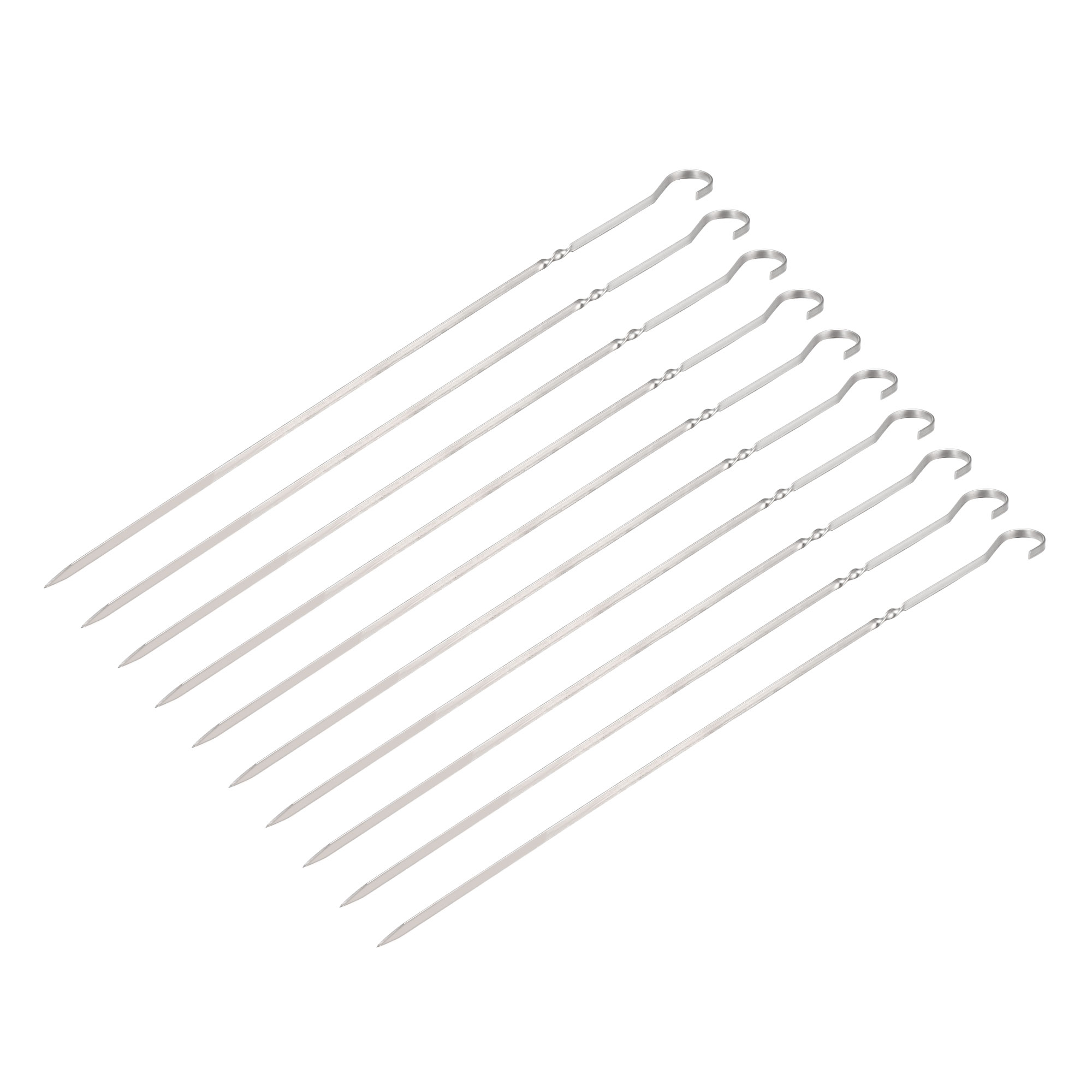 Uxcell 38cm Long Stainless Steel Skewers VShape Sticks BBQ Grilling 10