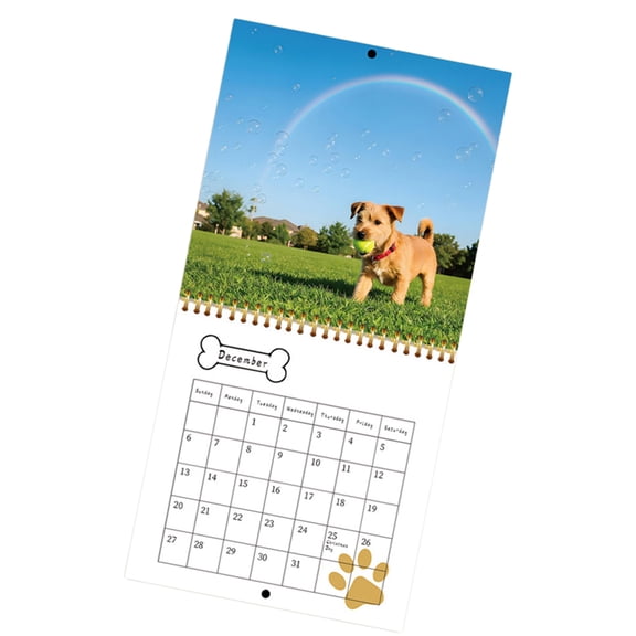 2026 Dog Theme Wall Calendar Planner With Unlined Daily Blocks and Date Markings from Jan to Dec For Home Desk