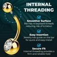 thumbnail image 3 of 14K Gold Plated G23 Titanium Belly Button Rings Internally Threaded with Grade AAAAA Cubic Zirconia - Gold Plated Belly Button Rings - 14g Navel Ring Piercing Jewelry Internal Thread For Women, 3 of 5