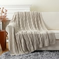 thumbnail image 3 of Battilo Cable Knite Blanket ,khaki Warm Throws,Herringbone Blanket,Housewarming Gifts,50"x60", 3 of 8